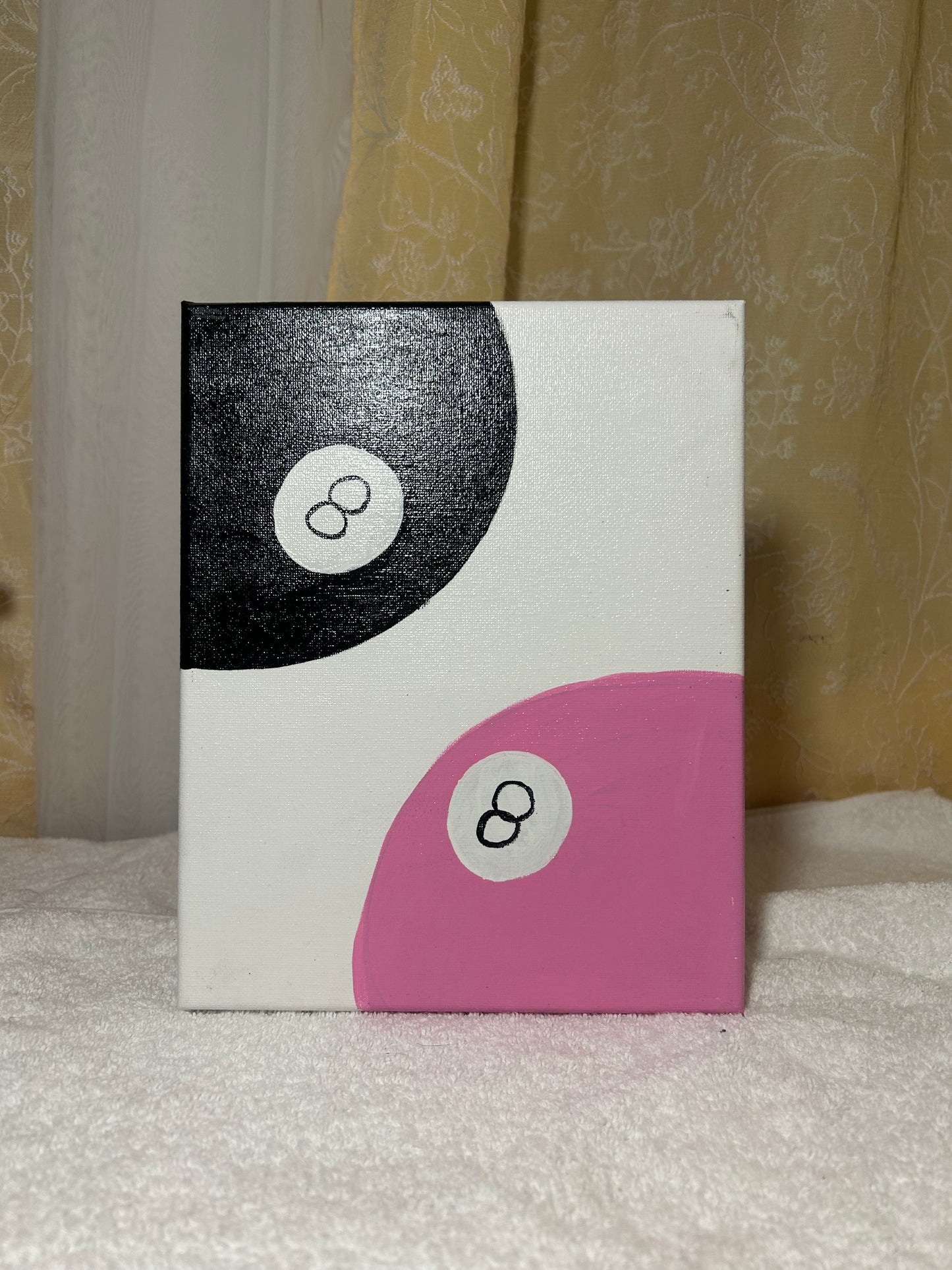 Pink and black 8 ball