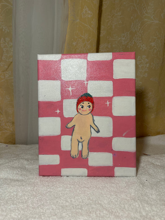 Pink checkered Sonny angel