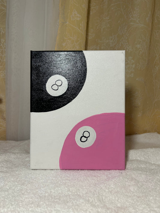 Pink and black 8 ball
